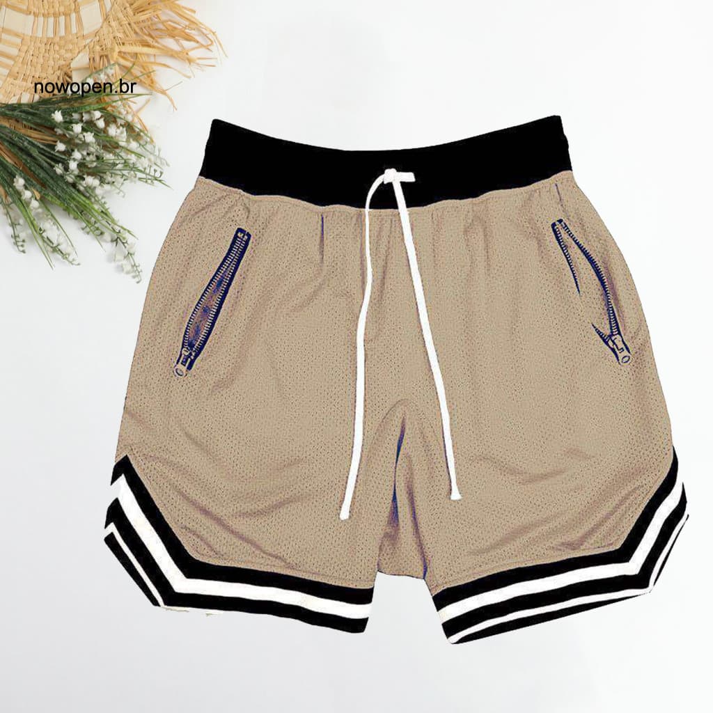 Men Athletic Shorts Sports Men's Summer Casual with Elastic Waist Drawstring Zipper Pockets Breathable Mesh Quick-drying