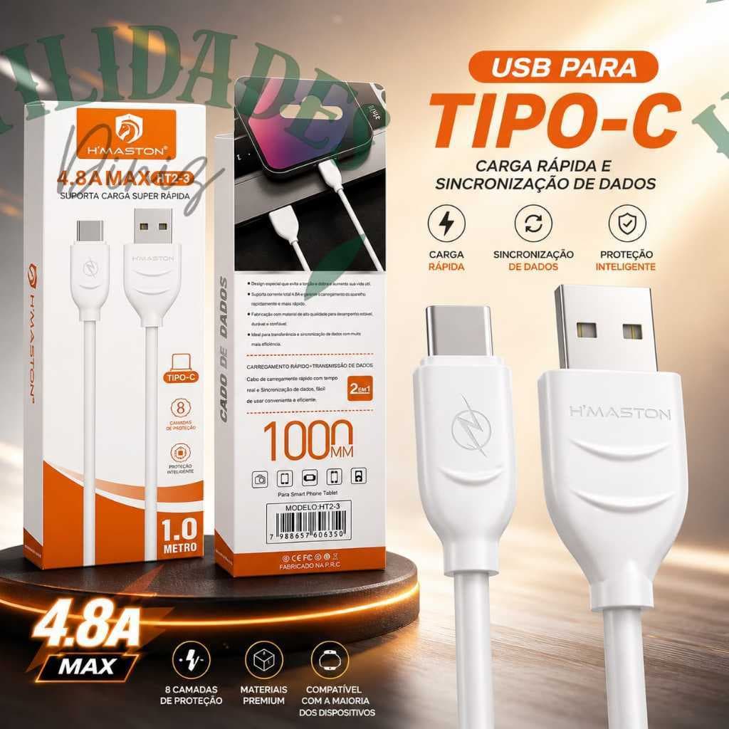 1 ou 2 Cabo  Super Rápido 67W  Fast-Charge Lightning/TipoC Cabo 4.8A Android e Iphone IOS