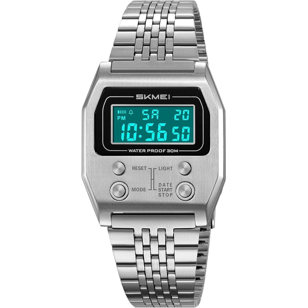 Relógio Digital Retangular Retrô Gosasa para Homens, Design Clássico e Elegante, Multifuncional, Dourado, em Aço Inoxidá