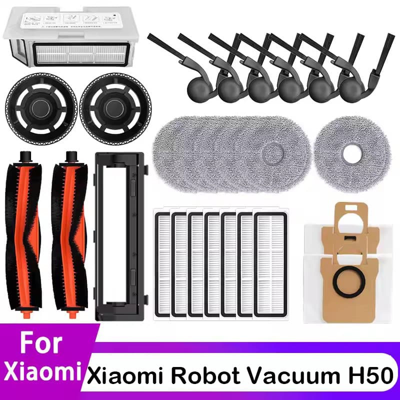 Para Xiaomi Robô Aspirador De Pó H50 Acessórios Escova Principal Lateral Filtro Hepa Mop Pano Saco Peças Reposição