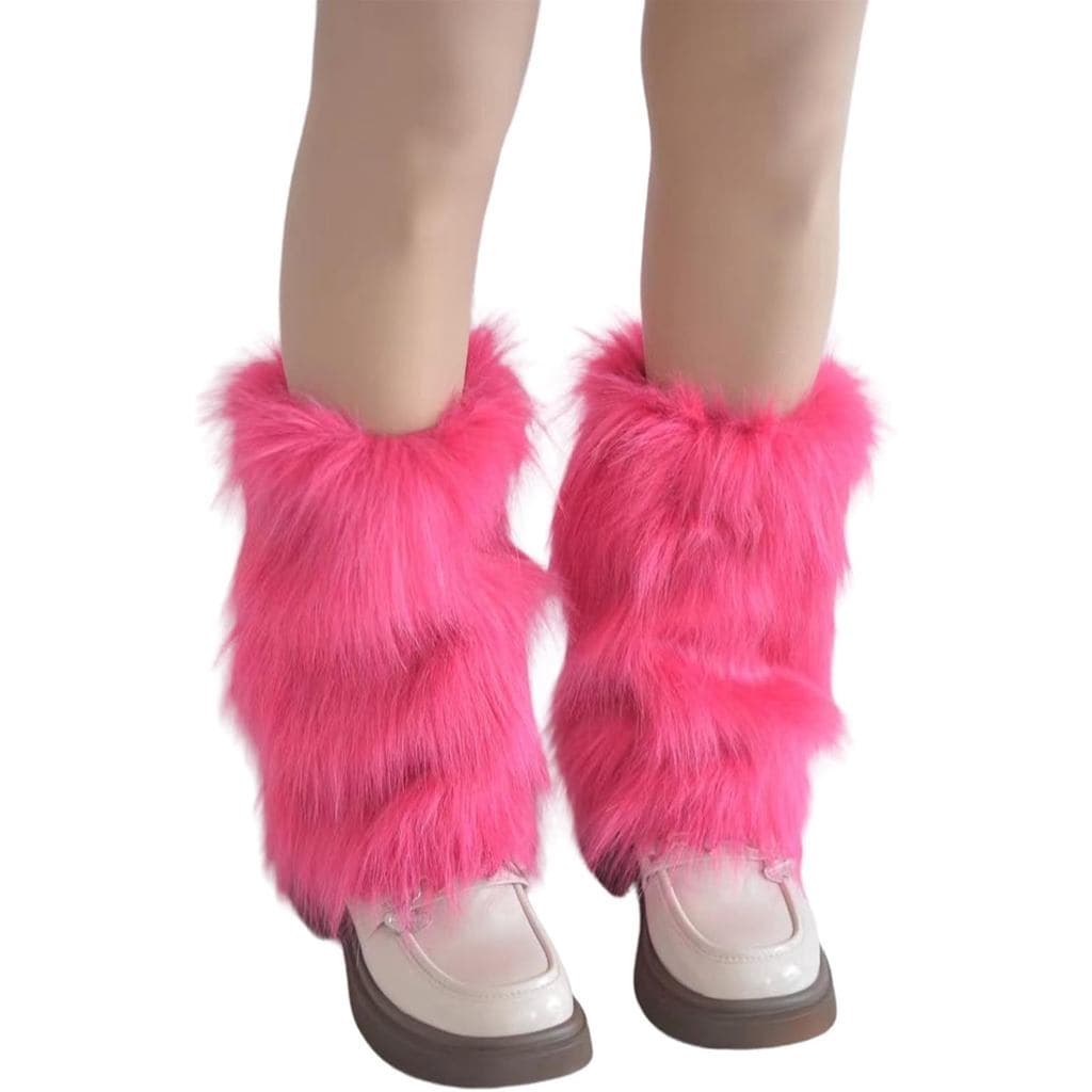 Aquecedores de Pernas de Pelo Sintético Macio com Punhos Longos e Elástico, Par para Carnavais, Capa para Botas, Uniform
