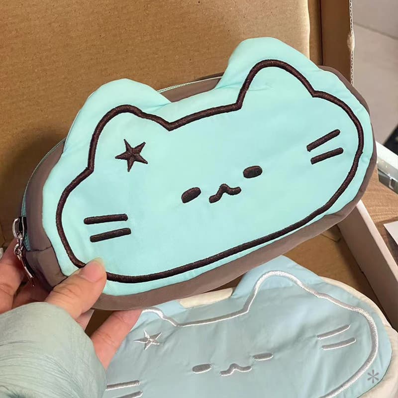 Saco de caneta para gato estrela design simples coreano fofo, caixa de papelaria de estudante de grande capacidade, bols