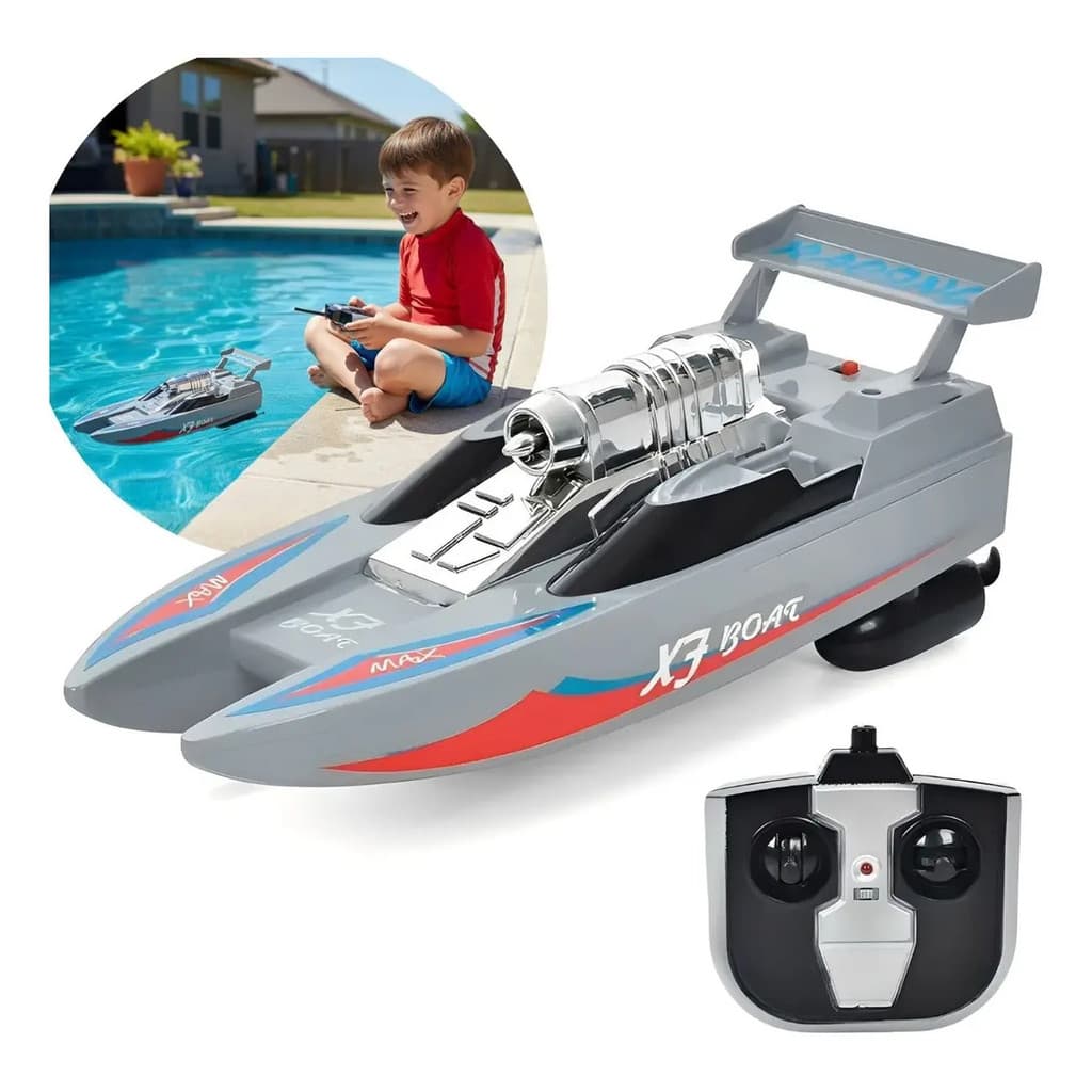 Barco De Controle Remoto Infantil Lancha Brinquedo Aquatico Piscina Inmetro