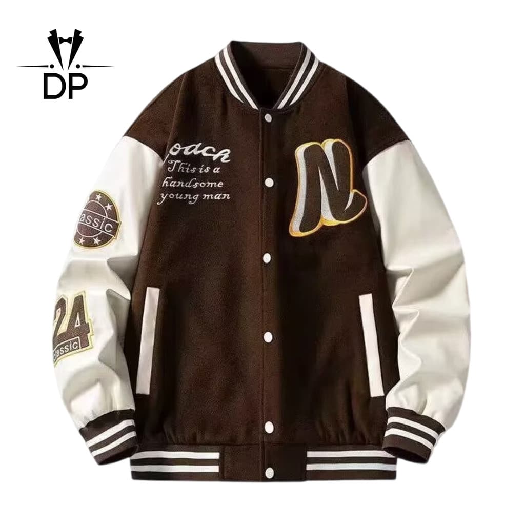Jaqueta De Beisebol Masculina Solta E Versátil Estilo Ins , Casual , Legal , Para Primavera Outono , Café T161