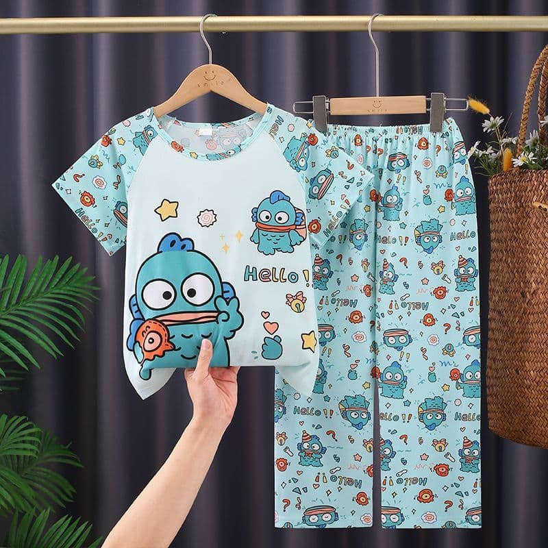 [Novos produtos] Pijamas infantis meninos meninas calças de manga curta ternos Panda meninas médio grande crianças desen