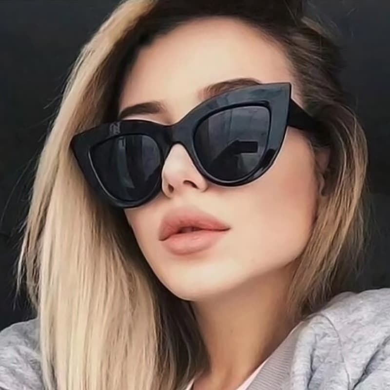 Óculos de Sol Olho de Gato para Mulheres, Estilo Retrô com Lentes Espelhadas, Anti-reflexo, para Férias e Festas na Prai