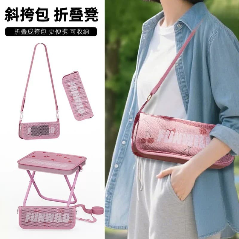 Banqueta dobrável para viagem, portátil, adulto, alta trilho, mochila, cadeira dobrável, trem, pônei, viagem ao ar livre