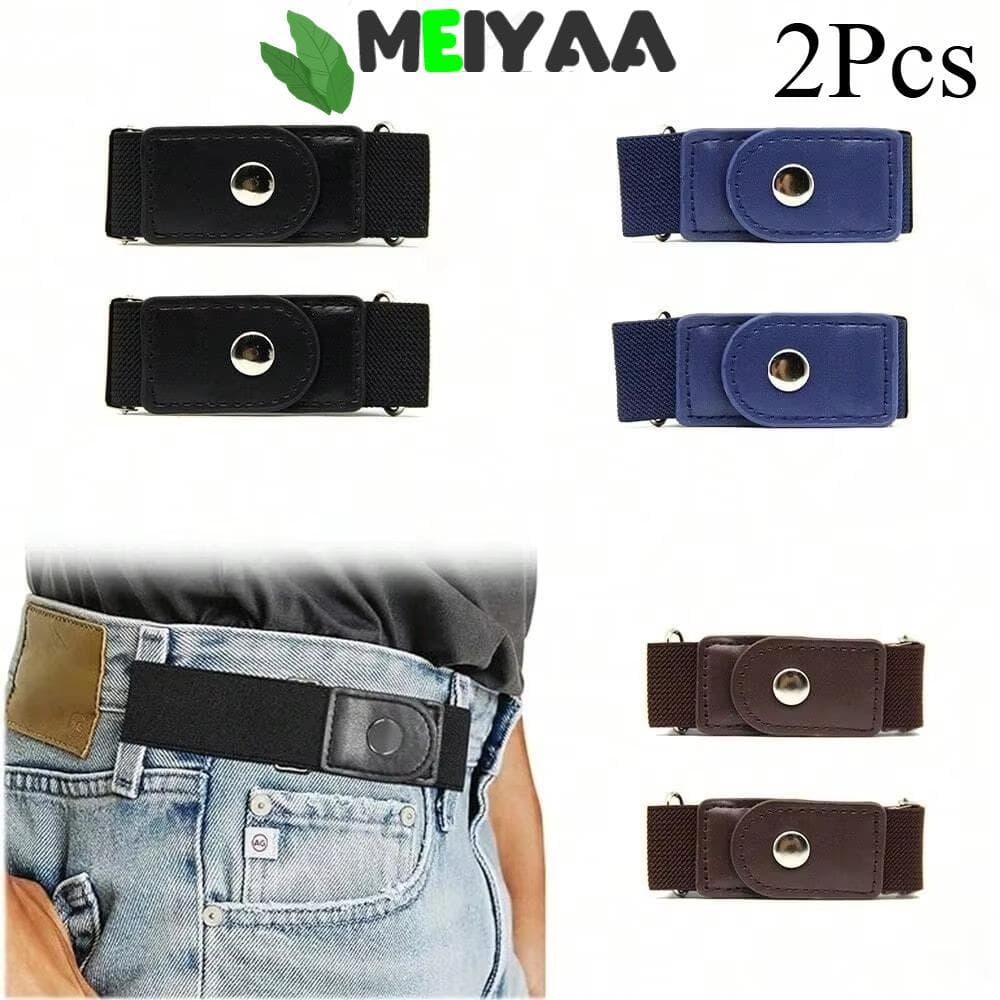 MEIYAA 2 Unidades/Conjunto Cinto Elástico , Ajustável De Lona , Sem Fivela , Calças Invisíveis , Mulheres E Homens