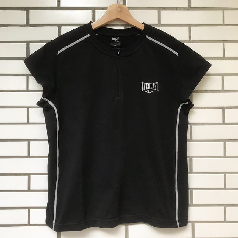 Camiseta feminina de manga curta de verão de comércio exterior Casual esportes meio zíper manga curta