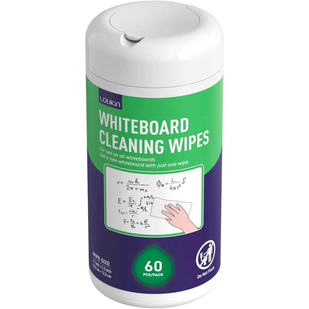 Toalhetes de Limpeza para Quadro Branco Loukin 60, Toalhetes para Quadro Branco Apagável a Seco, Limpador de Quadro Bran