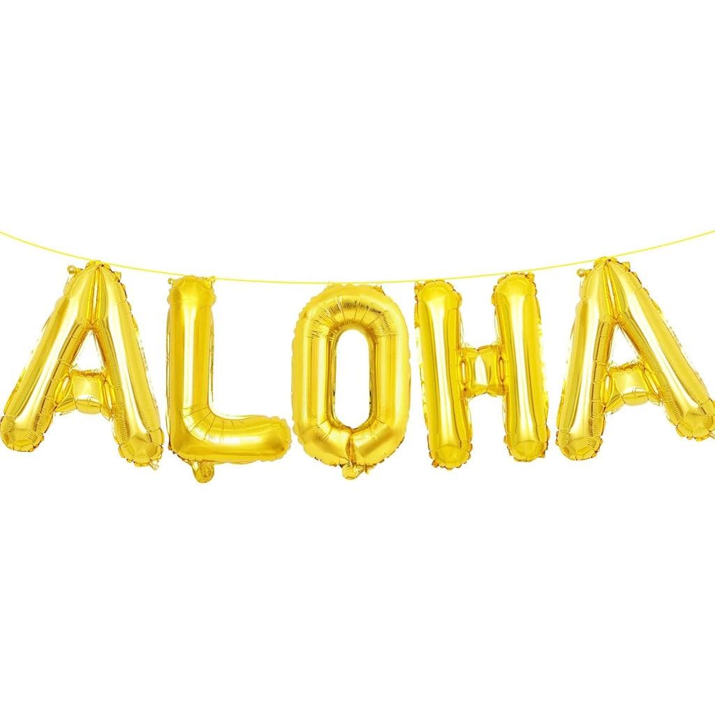 Balões de Letras ALOHA de 16 Polegadas - Faixa de Balões de Letras em Papel Metalizado para Decorações de Festa Havaiana
