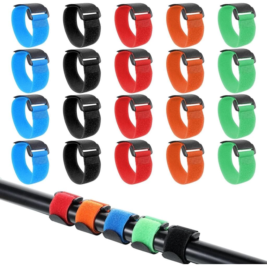 20PCS Cintas para Varas de Pesca, Cintas Coloridas para Varas de Pesca, Acessórios para Organizar e Proteger Varas de Pe