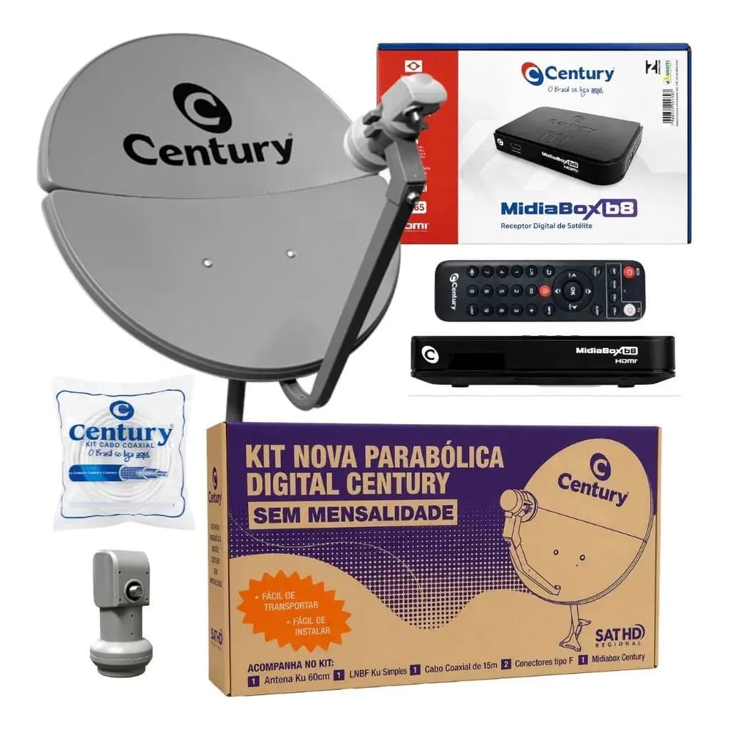 Kit Antena Bipartida Century 60 Cm Midiabox B8