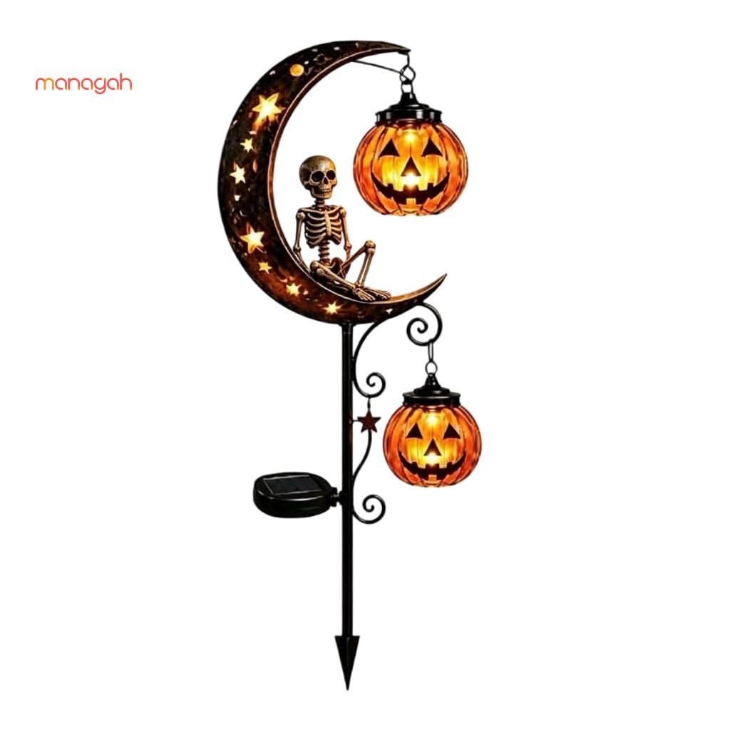 Luzes De Estaca Solares De Halloween , Lanternas De Abóbora De Luz Quente , Decoração De Ferro Durável Para Jardim Ao Ar