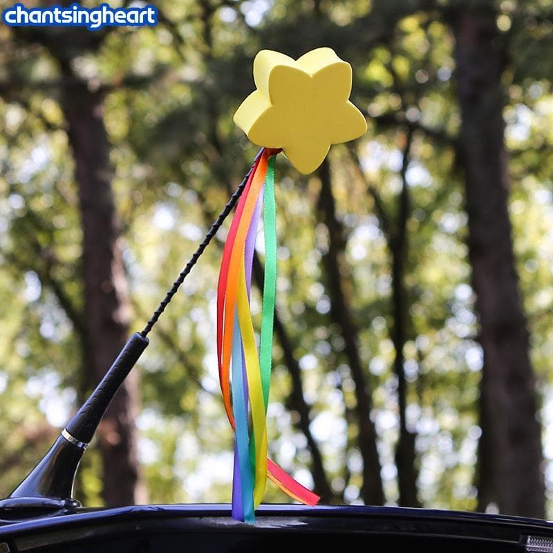 CHANT 1 Peça Acessórios Para Carros Colorido Estrela Streamer Universal Fofo Legal Antena De Carro Decoração De Cobertur
