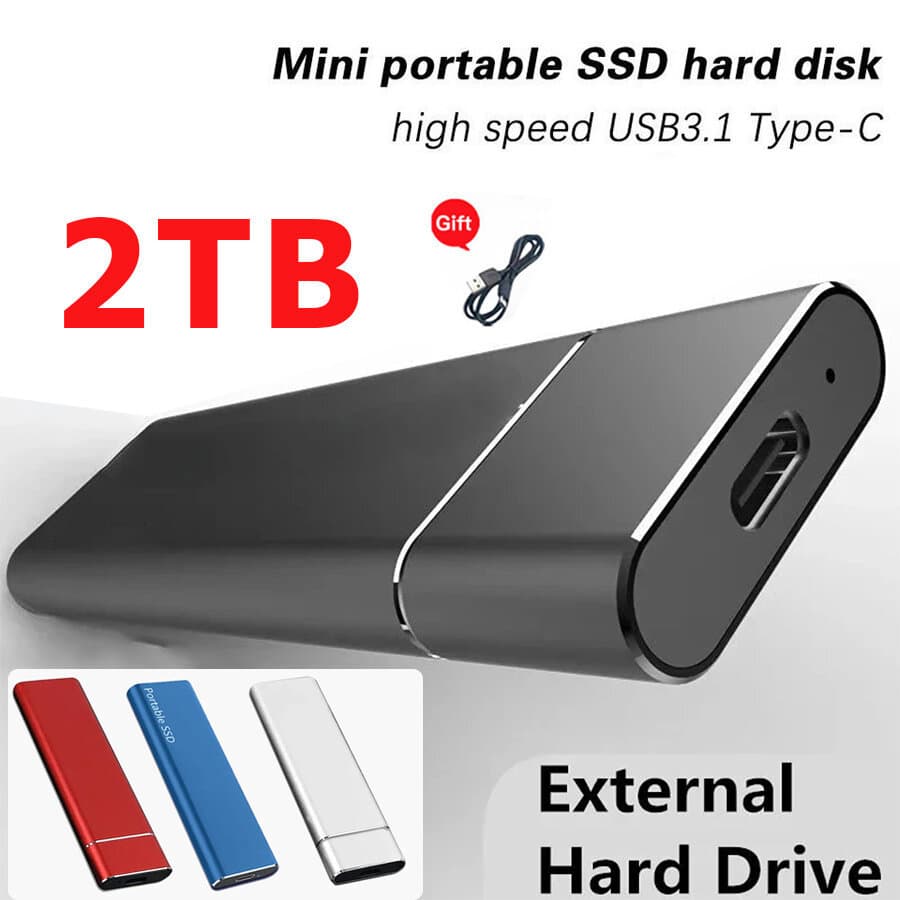 Disco Rígido 2TB SSD Externo De Alta Velocidade Portátil USB3.0 Armazenamento De Backup De Estado Sólido Para Mac/Laptop