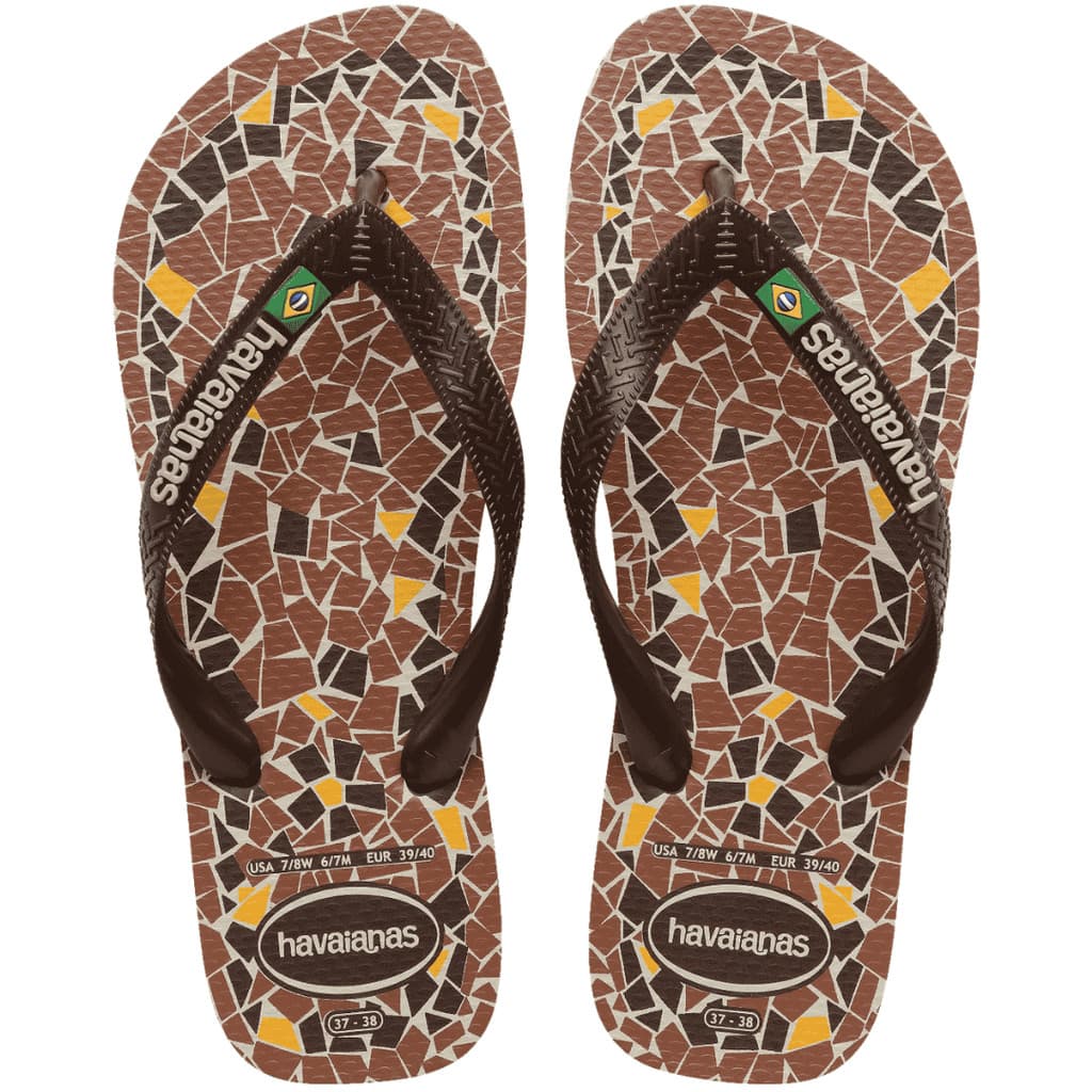 Chinelo Havaianas Top Brasil Caquinhos Marrom Piso