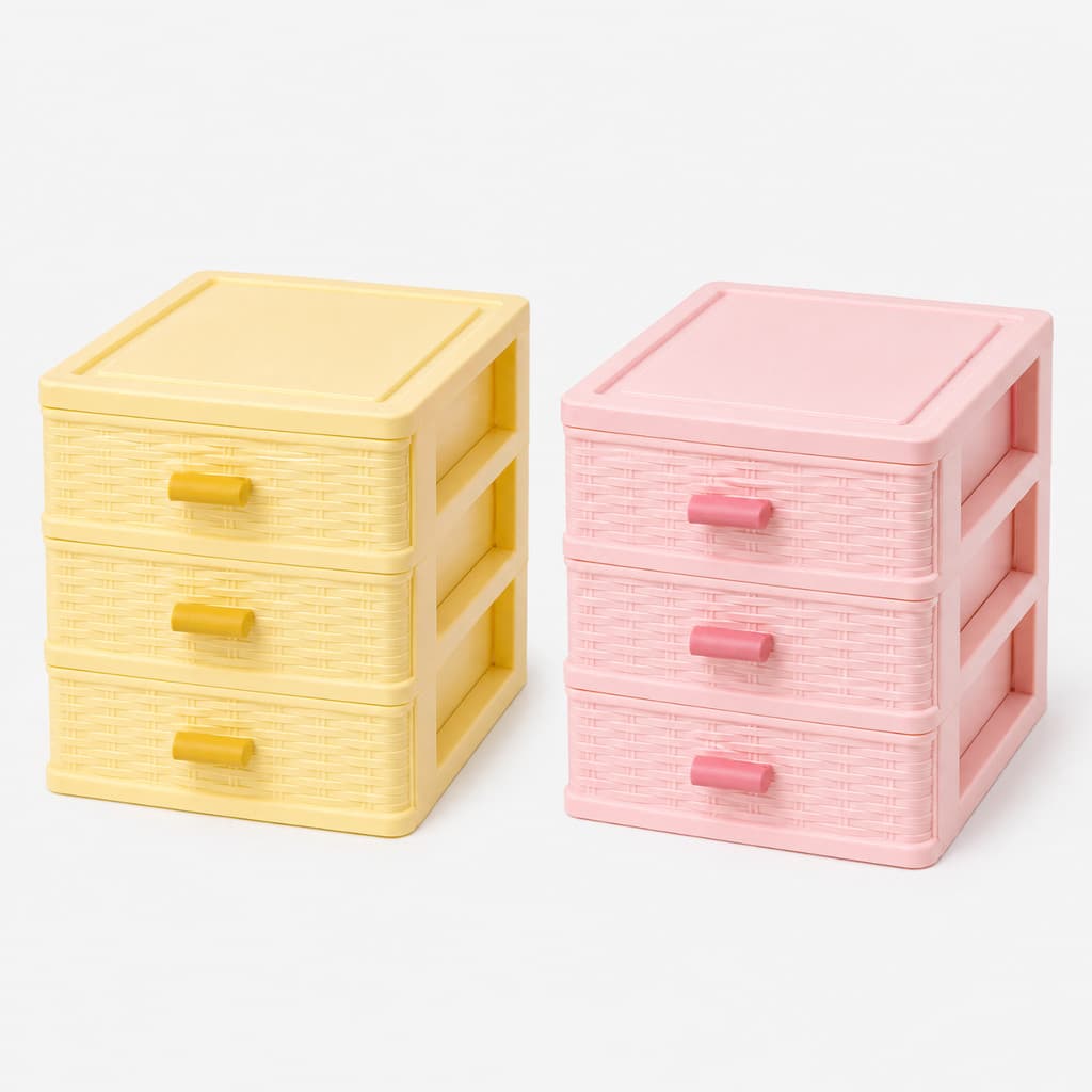 Organizador de Mesa 3 Gavetas Multiuso Porta Maquiagem Joias Cosméticos Escritório Plástico Compacto