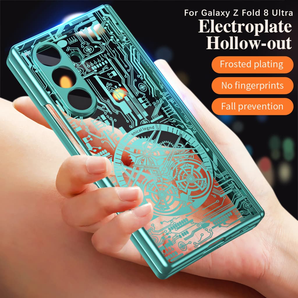 Capa Galvanizada Com Padrão De Placa De Circuito De Lenda Mecânica Para Samsung Galaxy Z Fold 8 Wide Fold8 Ultra Fold8 7