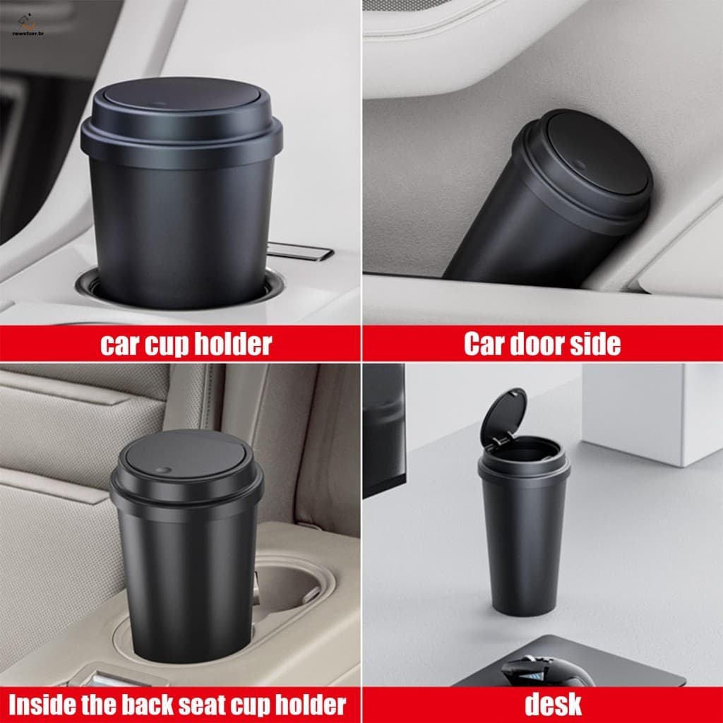 Lixeira De Carro De 2 Peças Com Tampa-Automática Universal Fácil De Limpar Para A Maioria Dos Veículos