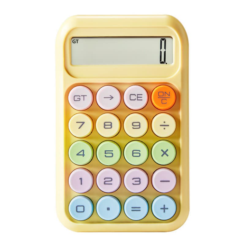 Calculadora De Mesa De 12 Dígitos Display Grande Colorful Mecânico Botão Chave Alimentado Por Bateria Escritório De Estu