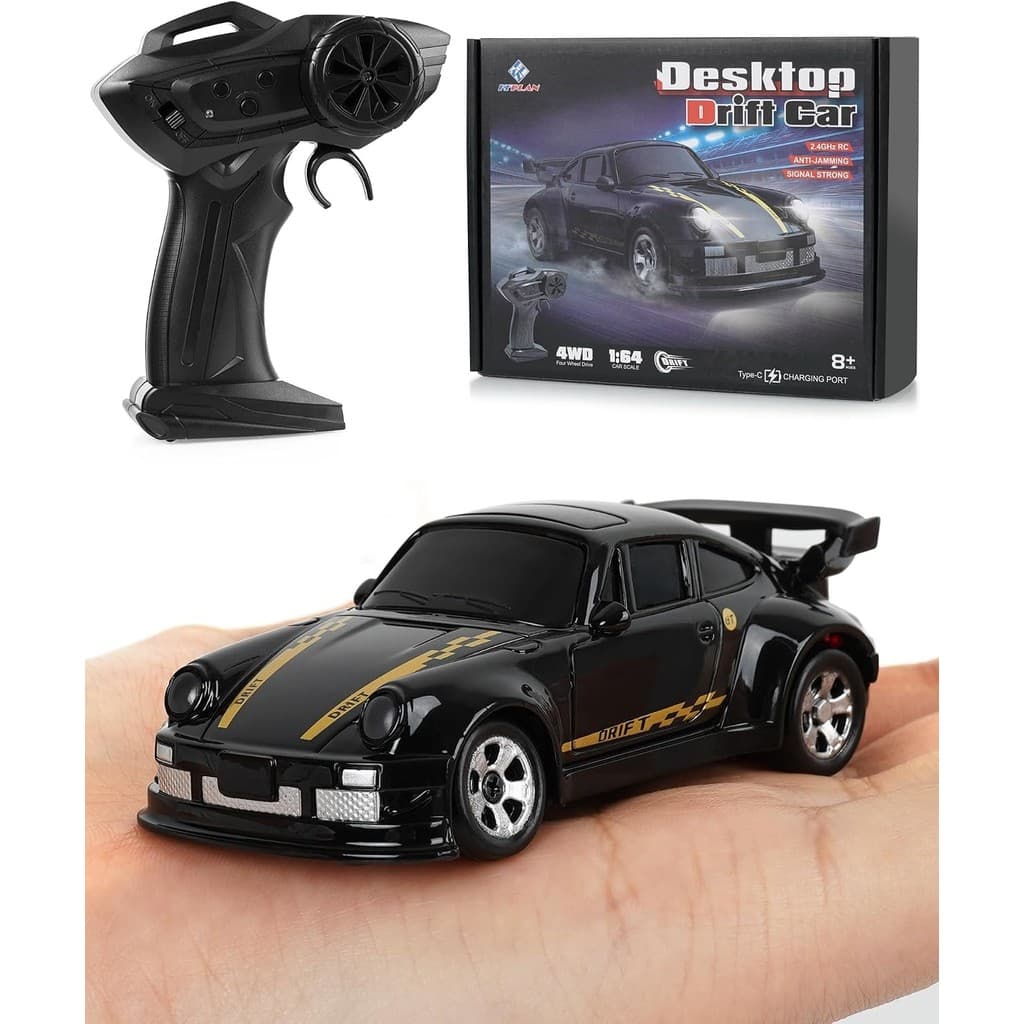 1/64 Micro Desktop RC Drift Car 4WD Com Modos De 2 Velocidades RTR | Design De Tamanho De Bolso , Luzes LED , Direção De