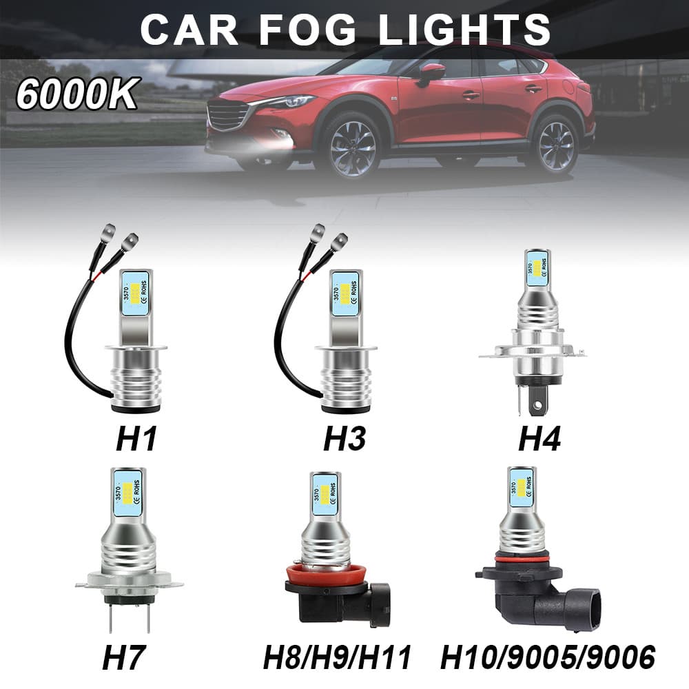Lâmpada De Nevoeiro LED H3 , 80W , 4000LM , IP65 , 12-24V , Para H1/H3/H4/H7/H8/H9/H10/9005/9006