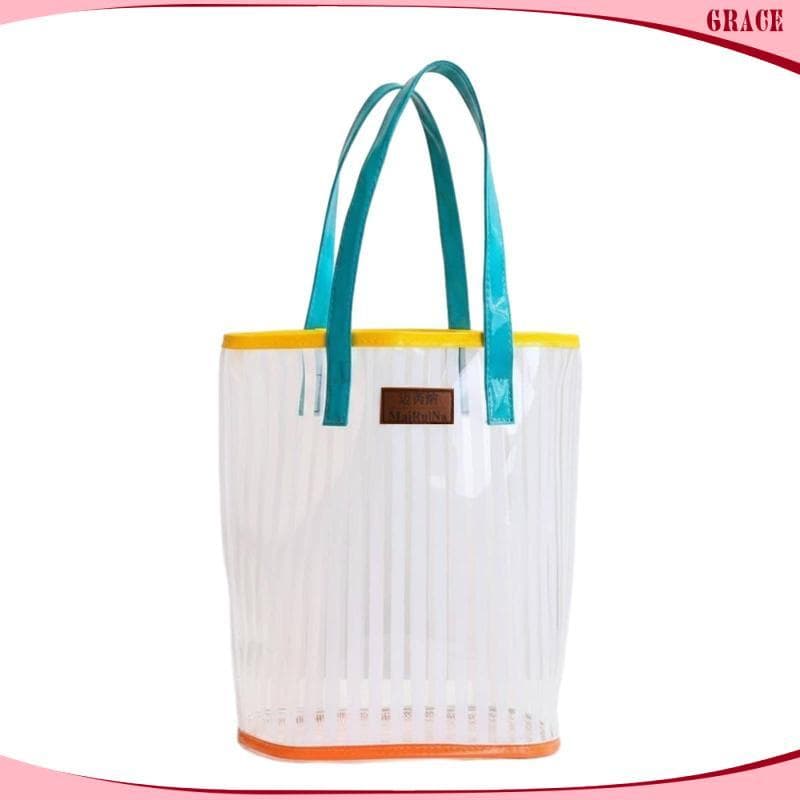 [Grace_sz] Bolsa De Praia Transparente De Grande Capacidade Em PVC Para Mulheres , Natação , Compras