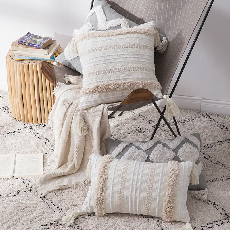 Capa de almofada para sofá com design elegante e textura tufada, almofada decorativa para cabeceira de cama ou escritóri