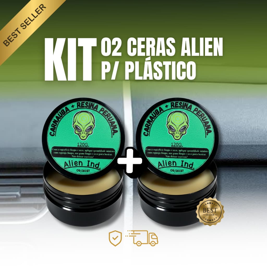 Kit 02 Ceras Alien Restauradora de Painel e Plasticos Revitalizadora para Restauração, Brilho e Proteção contra Danos