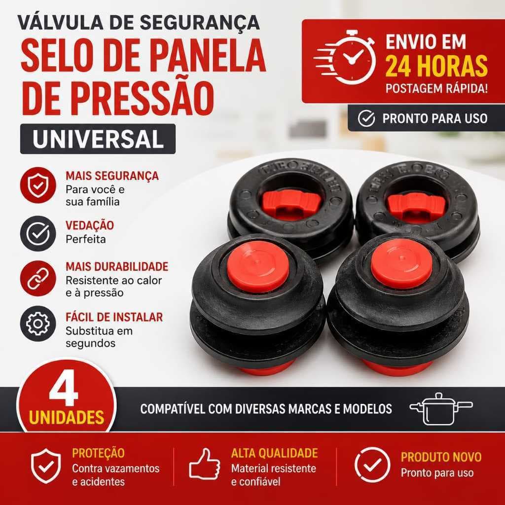 Kit 4 Válvulas de Segurança para Panela de Pressão Universal | Reposição Original Compatível | Vedação Segura