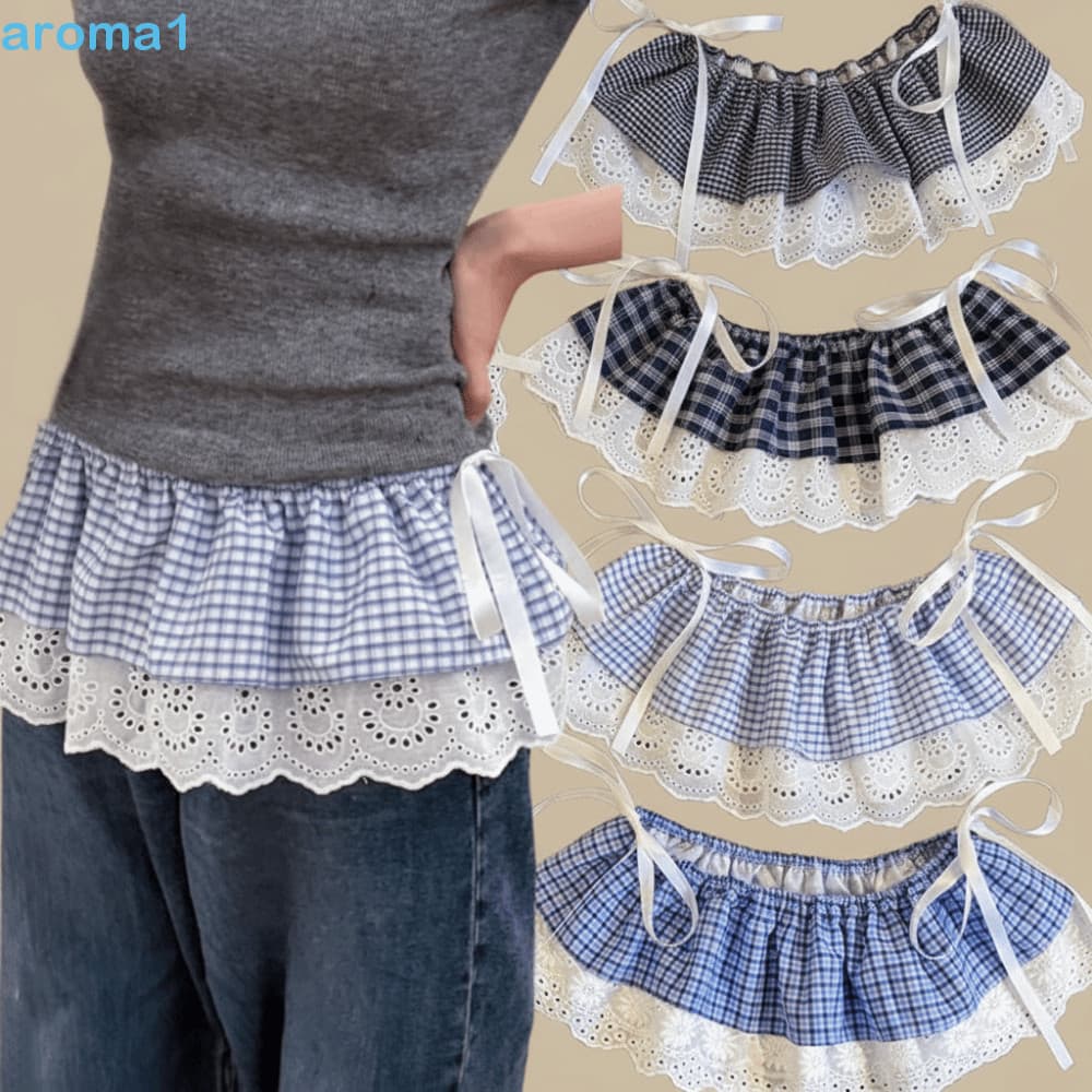 Mini Saias De Renda AROMA1 , Cortina De Peido Xadrez Com Cadarço Balletcore Bunda Y2k Empilhadas Em Camadas Streetwear