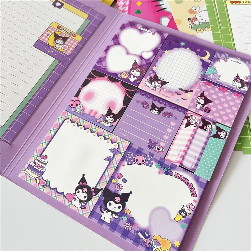 Bloco de Notas Fofo e Kawaii Sanrio Mymelody Kuromi Hellokitty, Notas Adesivas para Estudantes