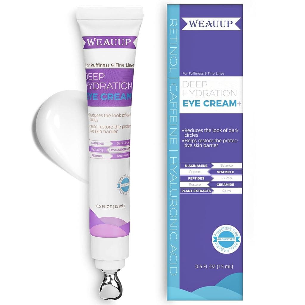 Creme para Olhos para Olheiras – Fórmula Revitalizante com Retinol, Cafeína, Ácido Hialurônico, Peptídeos e Extratos Veg