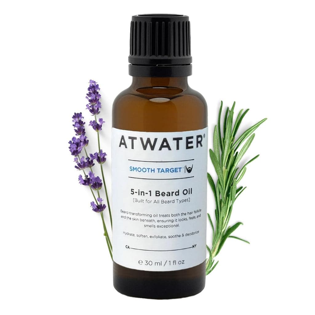 Óleo para Barba ATWATER ooth Target 5 em 1, Condicionador de Barba Masculino com Óleo de Argan e Lavanda, Hidrata e Suav