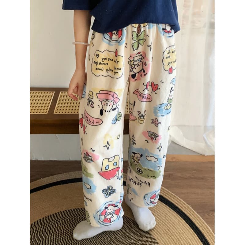 Bonito HelloKitty calças de pijama calças femininas Coral velo outono inverno dos desenhos animados olá Kitty calças and