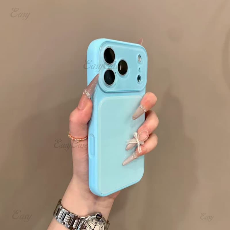 Capa Rígida De Acrílico Simples Série Colorida Macaron Para iPhone 18 17 16 15 14 13 Pro Max Traseira De Proteção Antide
