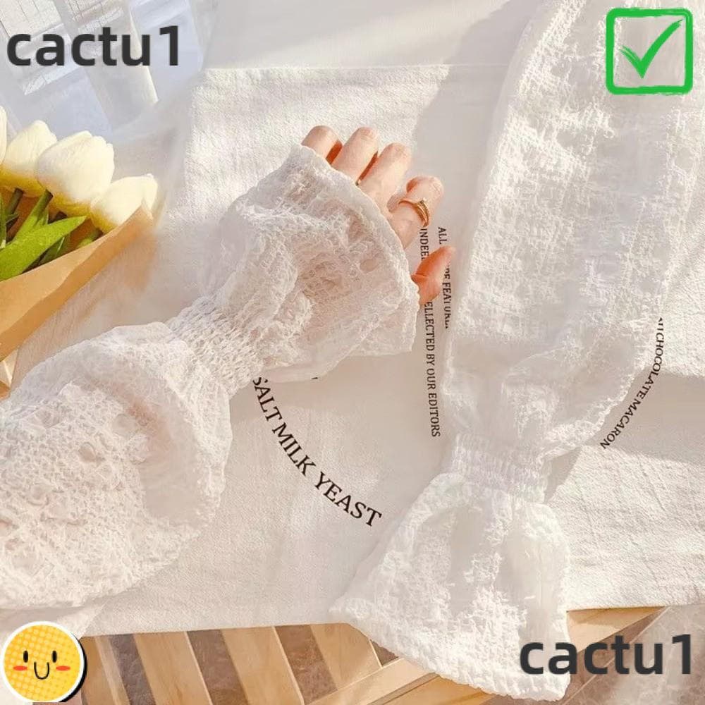 Mangas De Proteção Solar CACTU , Manga De Braço De Malha De Renda Anti-UV , Luvas Sem Dedos Respiráveis De Cor Sólida
