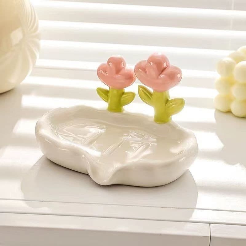 High-End ins flor luz luxo caixa de sabão caixa de sabão criativo rack de sabão doméstico lavatório dreno de sabão rack