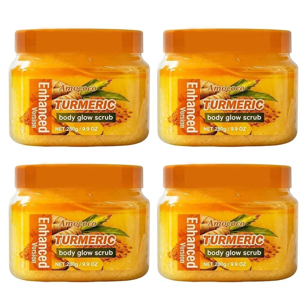 Esfoliante Corporal de Cúrcuma 4s, Limpador Botânico para Opacidade e Tom Irregular, Esfoliante Suave para uma Pele Lisa