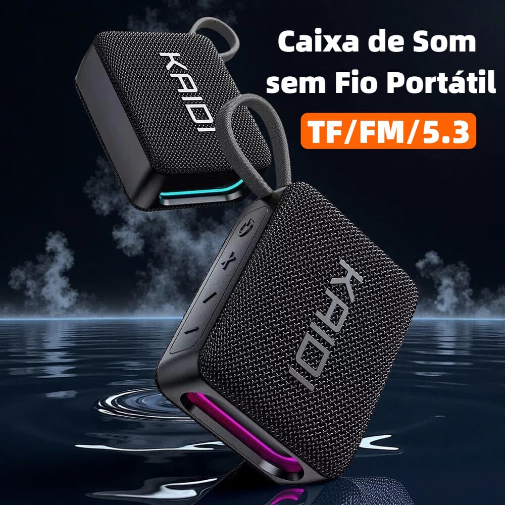 Caixa de Som Bluetooth Portátil Som Hi-Fi, Bluetooth 5.3, com iluminação RGB, porta Type-C.TF,FM KNC-826