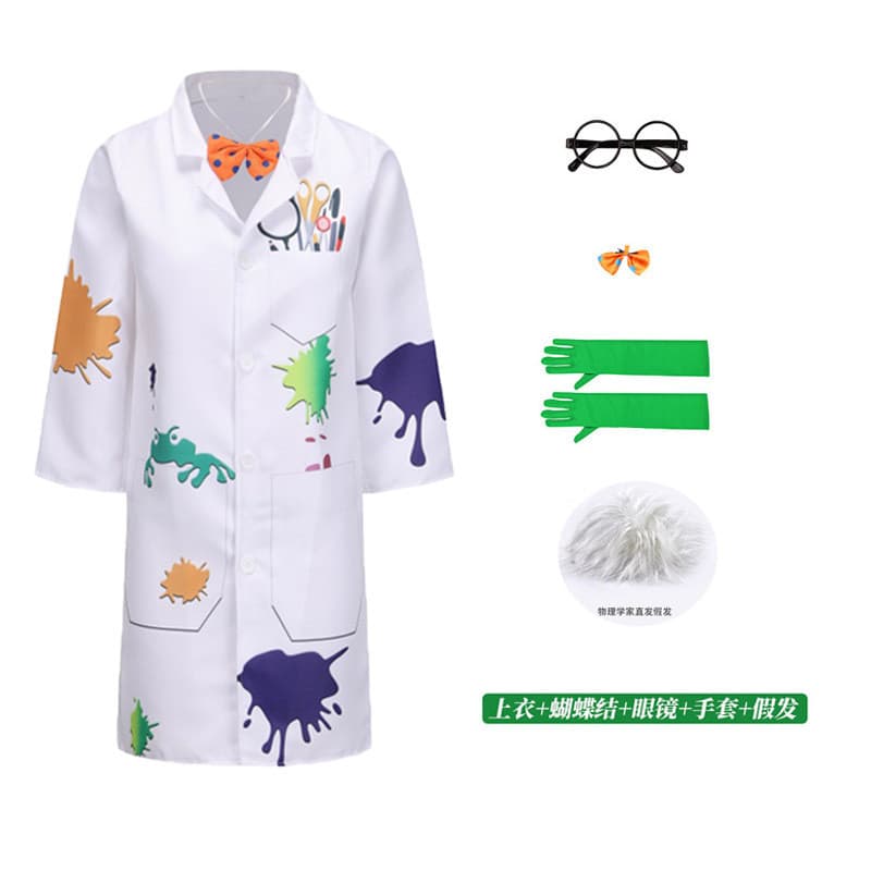 Halloween crianças ciência médico casaco branco desempenho traje sapo cientista Role-Playing traje desempenho