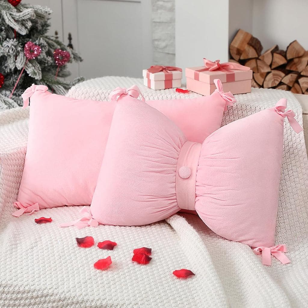 Newwiee 2 Peças Capas de Almofada de Veludo Rosa para o Dia dos Namorados 14 x 20 Polegadas Capa de Almofada Rosa Macia