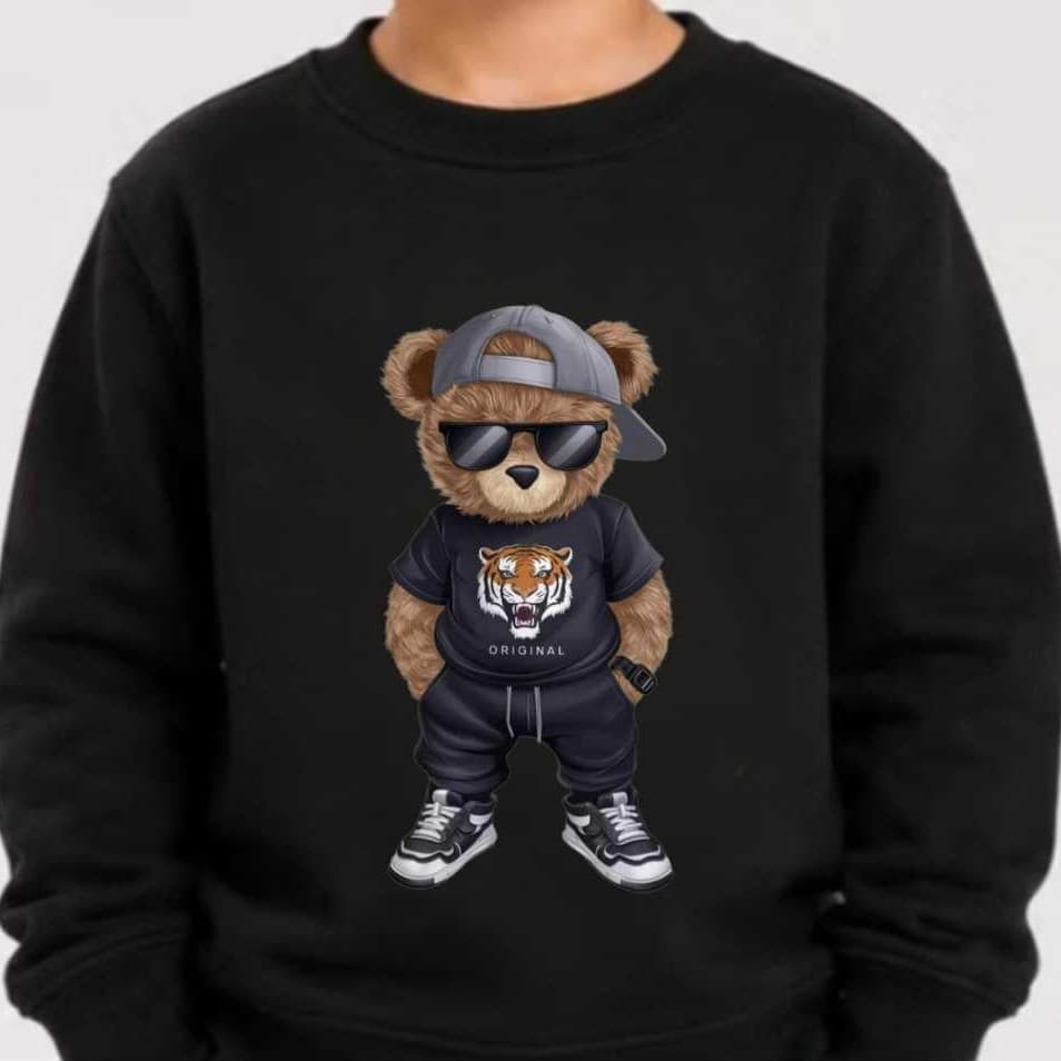 Blusa de Moletom Infantil Flanelado Quentinho Ursinho fofo Menino Gola Careca