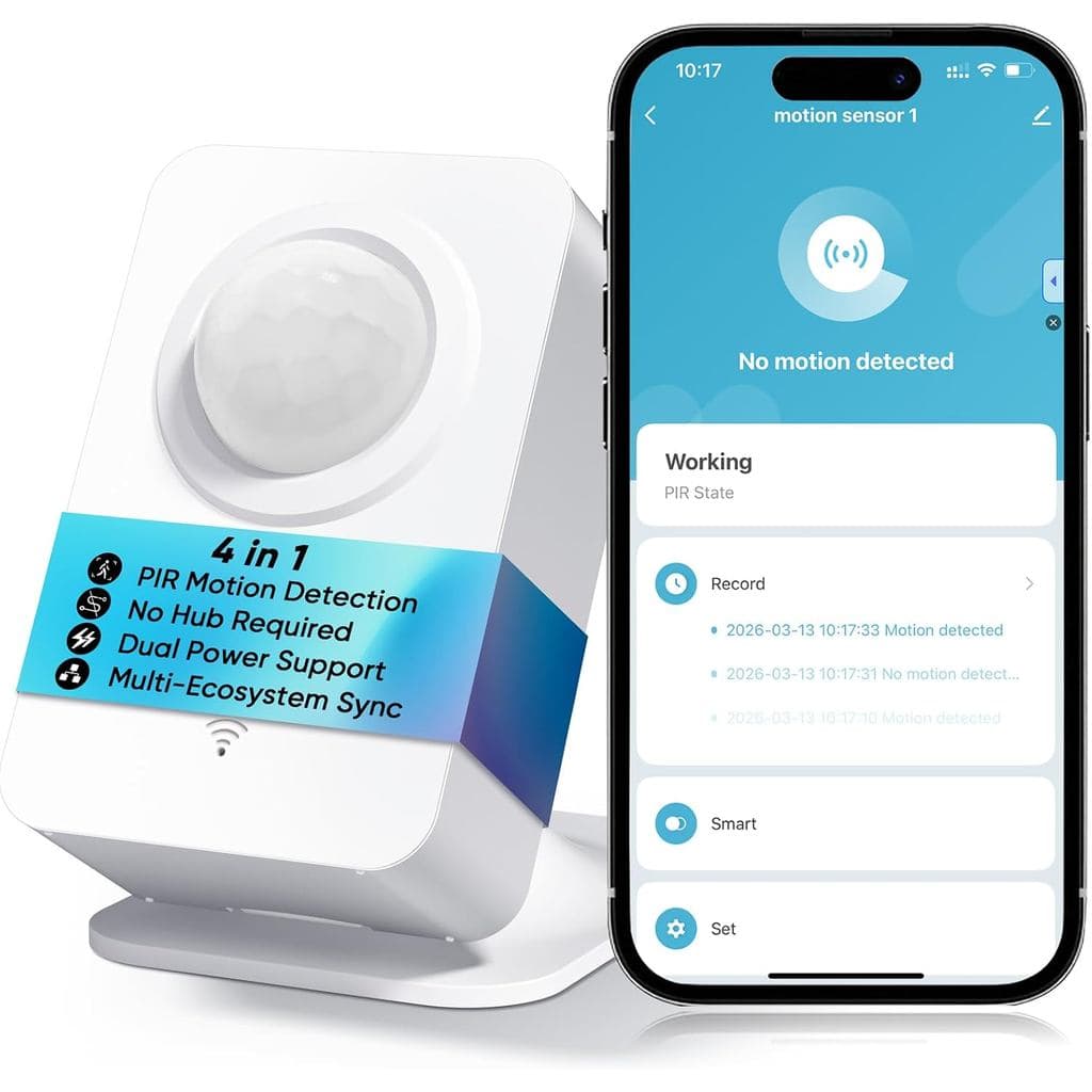 Sensor de Movimento WiFi, Detector de Movimento PIR Inteligente com Alertas em Tempo Real pelo Aplicativo, 128 °   Ângul