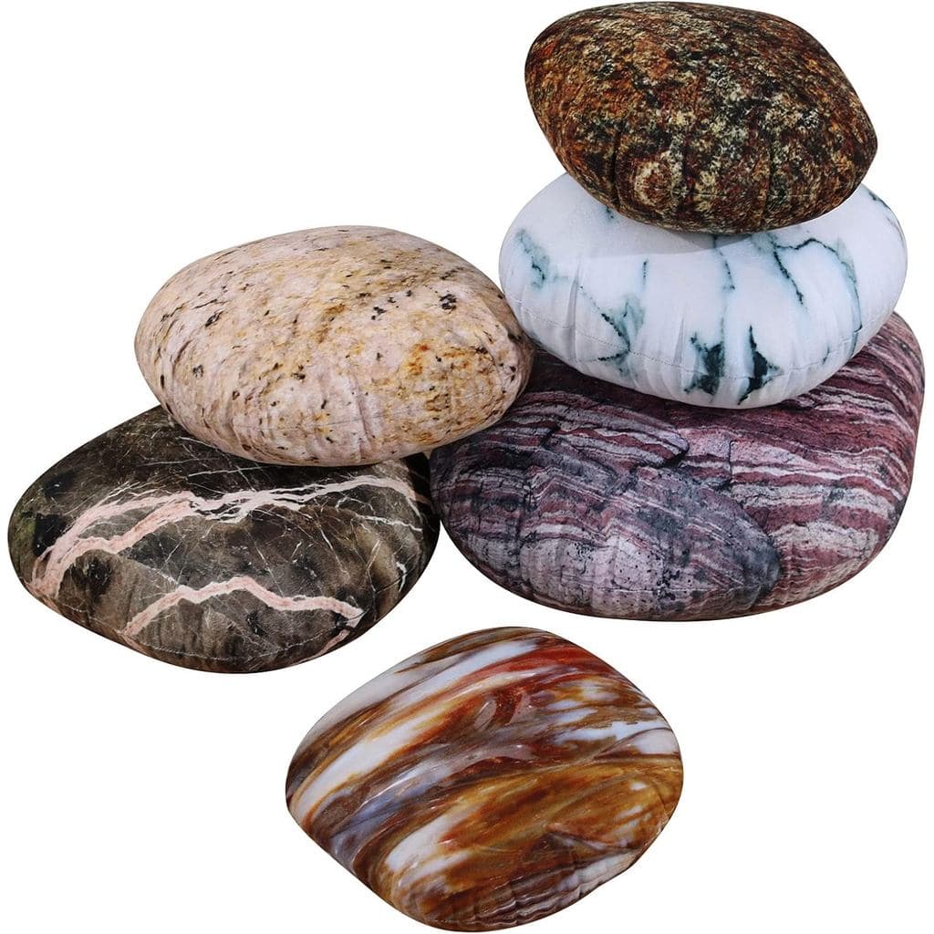 K Kackool 6-Piece Set Big Rock Pebble Cushions Covers Rock Throw Pillow Covers 3D Simulated Colored Stone Throw Pillowca
