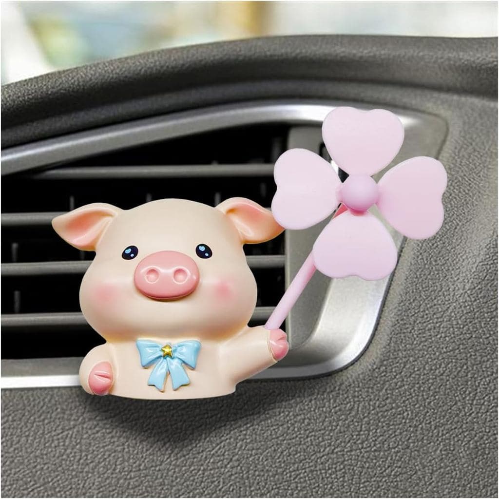 Clipe de Ventilação para Carro em Forma de Porquinho Fofo com Mini Ventilador, Clipe de Ventilação para Painel de Carro