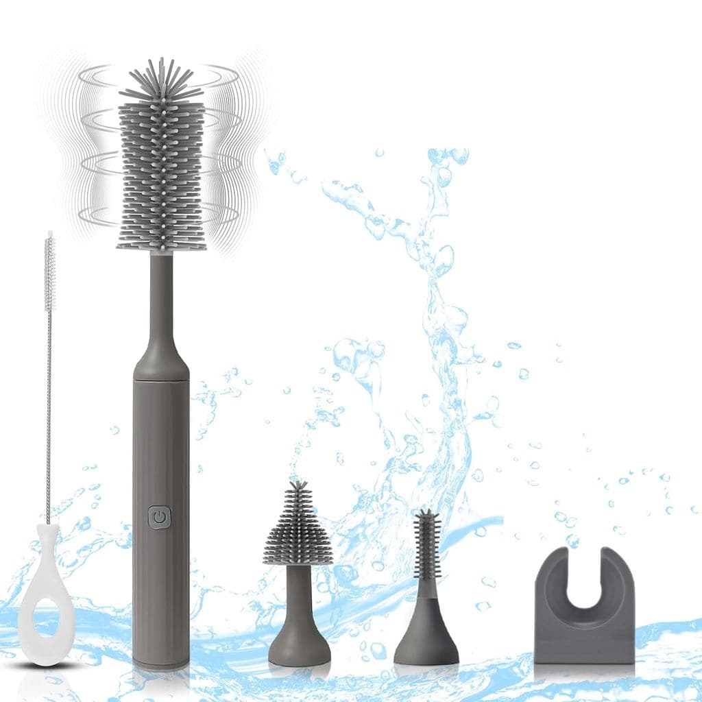 Conjunto de Escovas Elétricas para Mamadeiras com Escova Elétrica Recarregável para Limpeza de Mamadeiras e Escovas de S