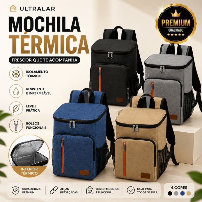 Bolsa Mochila Térmica 20L para Marmita Bebidas Delivery Trabalho Camping Praia Piquenique Grande