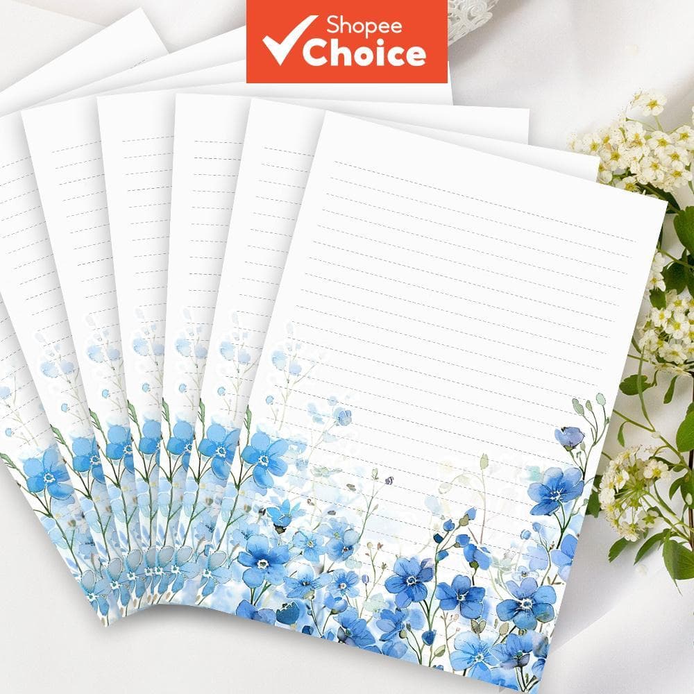 B5 Vintage Azul Floral Escrita Bloco De Papel Blocos De Notas 30 Folhas B5 Diário Caderno Letras Decorativas